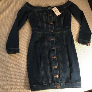Off the Shoulder Denim Dress (XS)